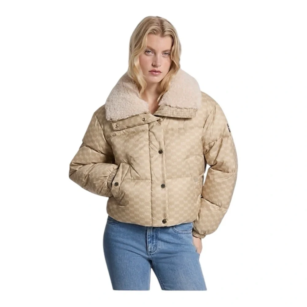 NEW MICHAEL Michael Kors Logo Print Shepra Puffer Jacket